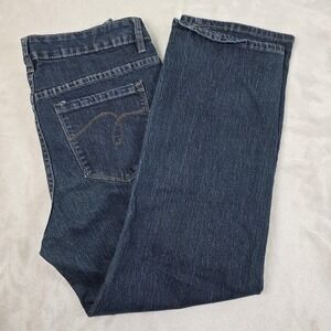 Avenue Denim Jeans Womens 14P Dark Wash Straight‎ Leg Stretch Petite Blue